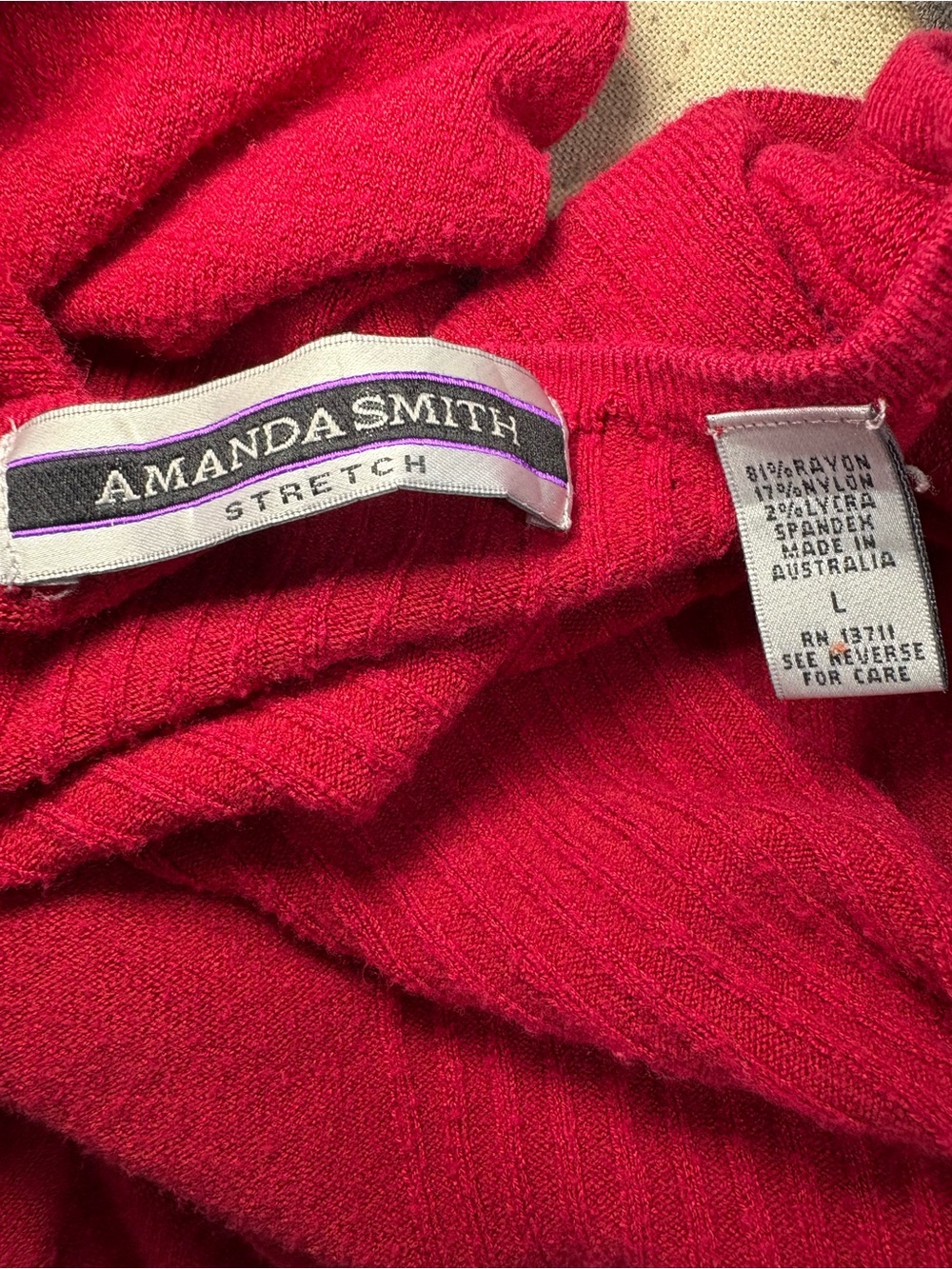 Amanda Smith Red Rib-Panel Button-Front Cardigan - Picture 3 of 3